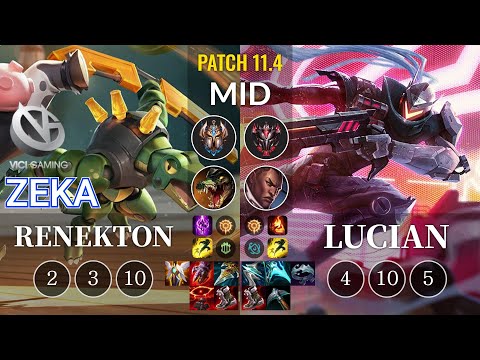 VG Zeka Renekton vs Lucian Mid - KR Patch 11.4