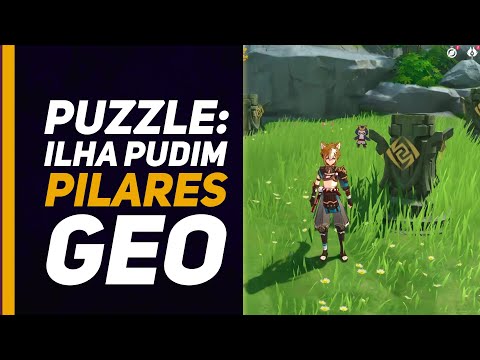 Genshin Impact: Arquipélago - Ilha Pudim - Puzzle Pilares Geo