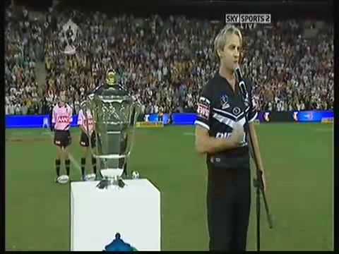 New Zealand National Anthem performed by Geoff Sewell at Rugby League World Cup 2008