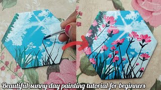 Beautiful sunny day painting for beginners/easy acrylic painting tutorial
