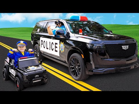 Chris rides on toy police car - Kids stories about good behavior and rules