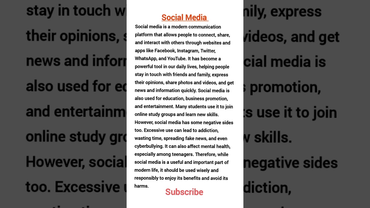 Social Media Paragraph, #paragraph