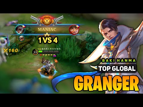 MANIAC 1 Vs 4! Granger Jungle Build [ Granger Best Build Top Global ] By B A K I  H A N M A - MLBB