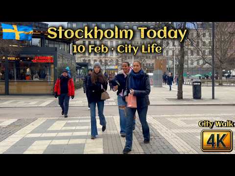 🇸🇪 Stockholm Today | 10 February City Life Walk in 4K