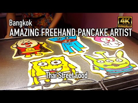 Amazing Freehand Pancake Artist - Thai Street Food | Bangkok