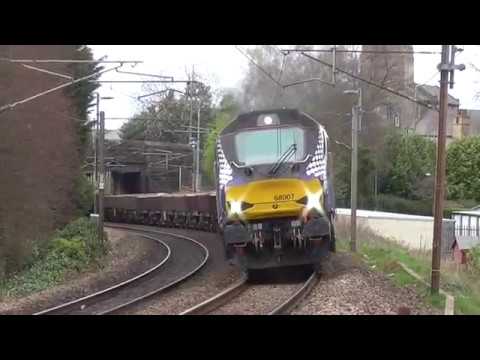68007 with 57305/66305 dit 6k27 Carlisle Yard - Crewe Basford Hall Engineers, 17th April 2018