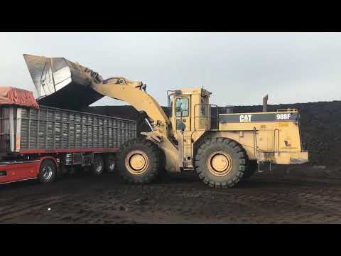 Caterpillar 988F Wheel Loader Loading Coal On Trucks - Kivos Ate