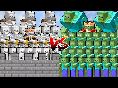 ZOMBIE ARMY vs SKELETON CASTLE | Minecraft Mob Battle