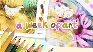 A Week of Art | Coloured pencil fun, preparing for a shop update, and opening commissions!