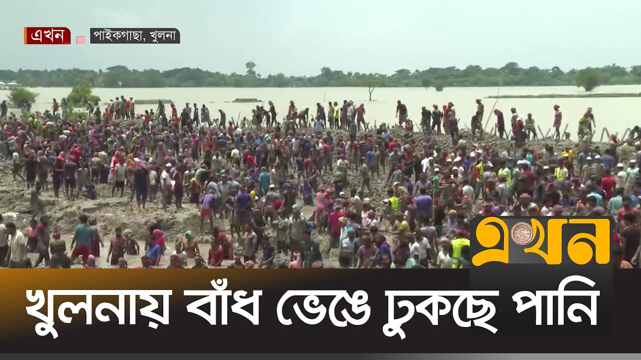 বাঁধ মেরামতে নেমে পড়েছে হাজারো মানুষ! | Khulna Flood | Khulna Dam | Flood News | Ekhon TV