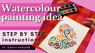 How to paint with watercolours | BEGINNER tutorial | EASY heart pattern idea | step by step