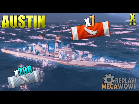 American Cruiser Austin 7 Kills on Ice Islands | World of Warships