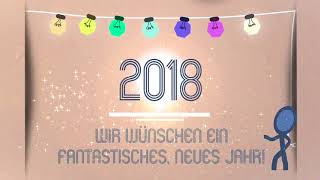 Video-Thumbnail von Videogrußbotschaft: Lichterkette, Aufschrift 2018, Texteinblendung: Wir wünschen ein fantastisches neues Jahr!