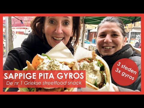 JUICY GREEK PITA GYROS with tzatziki, red onion and tomato (SUBTITLES AVAILABLE)
