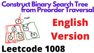 YouTube video 'Construct Binary Search Tree from Preorder Traversal | leetcode 1008 | English'