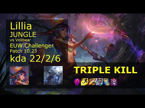 Lillia Jungle vs Volibear - EUW Challenger 22/2/6 Patch 10.23 Gameplay