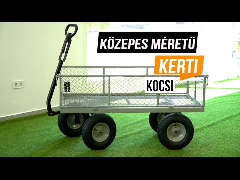 Fém kézikocsi, kerti kocsi 450kg teherbírás metálszürke (1000LBS) - Videó