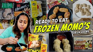 Eating only *𝐑𝐄𝐀𝐃𝐘 𝐓𝐎 𝐄𝐀𝐓 𝐅𝐑𝐎𝐙𝐄𝐍 𝐌𝐎𝐌𝐎'𝐒* 🥟🥟for 24 Hours | Food Challenge
