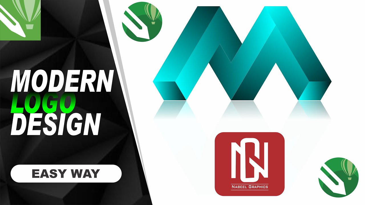 The Modern M Letter Logo Design Process Using Triangle Shape | CorelDraw Tutorial | Nabeel Graphics