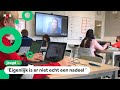 Juf geeft vanuit huis les aan kinderen op school