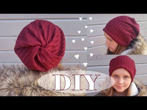 Beanie hat easy DIY. Twisted top! 10 minutes. No...