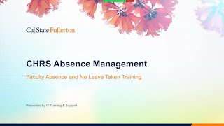 CHRS Faculty Absence and No Leave Taken Training Class