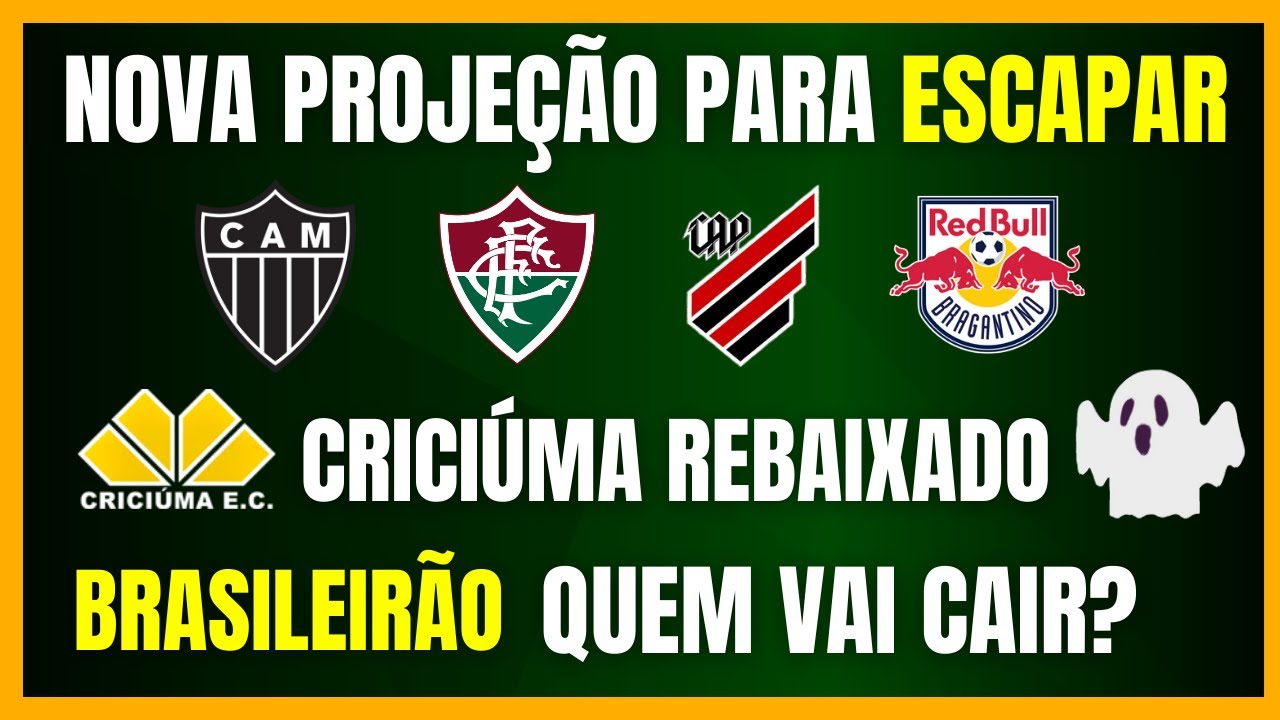 BRASILEIRÃO | CRICIÚMA REBAIXADO | NOVA PROJEÇÃO PARA ESCAPAR | QUEM VAI CAIR?
