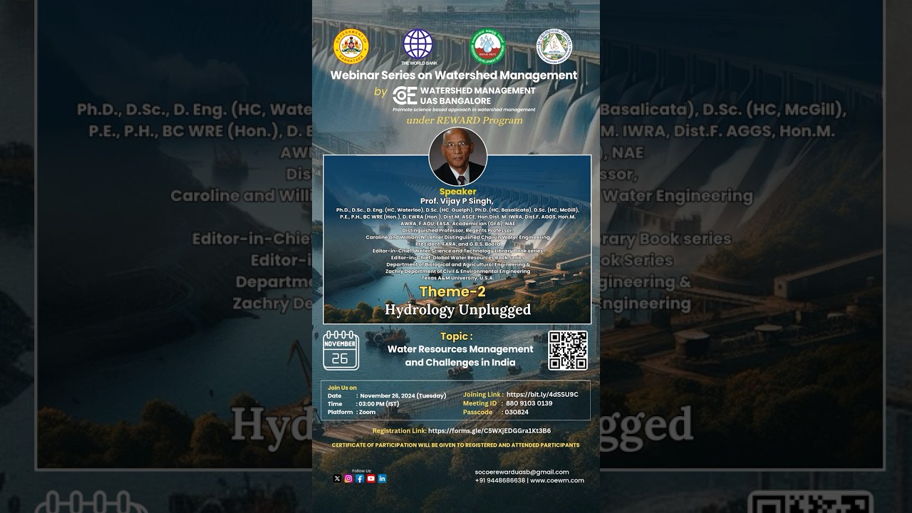 Topic 1, #webinarseries on Theme 2 - Hydrology Unplugged |  #webinar #hydrology #coewm #gkvk #uasb