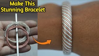 How to Make a Stylish Silver & Copper Wire Bracelet | Handmade Jewelry Tutorial