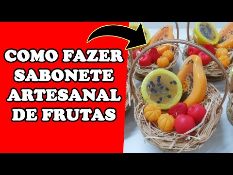 Como fazer sabonete artesanal de frutas de glicerina Passo a passo (Mamão) - Muito fácil!
