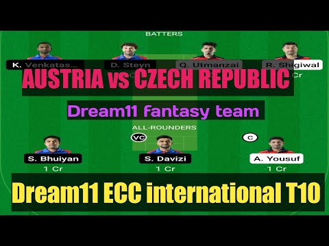 Austria vs Czech Republic Dream11 predition team🤑Today match | Dream11 Ecc international T10