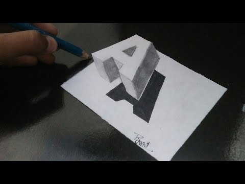 Very Easy!! How To Drawing 3D Floating Letter "A" #2 - Anamorphic Illusion - 3D Trick Art On Paper