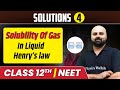 Solutions 04 | Solubility of gas in liquid | Henry's Law | Class 12th/NEET
