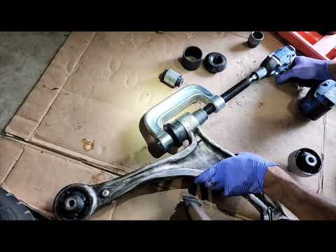 (Oddly Satisfying) Using Ball Joint Tool to Press In Bushing - How To Control Arm Repair Mechanic