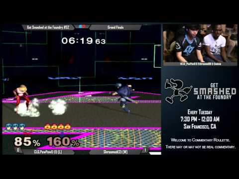 Get Smashed at the Foundry #52 - Grand Finals: CLG PewPewU (Marth) vs Shroomed (Sheik)