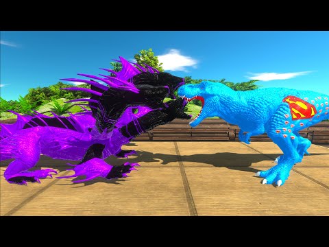 SUPERMAN T-REX vs PURPLE HYDRA DEATH RUN - Animal Revolt Battle Simulator