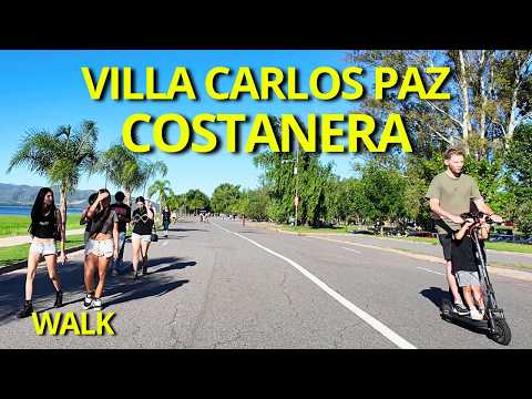 Costanera de Villa Carlos Paz 🇦🇷 | Paseo junto al lago en Córdoba | Walking Tour 4K