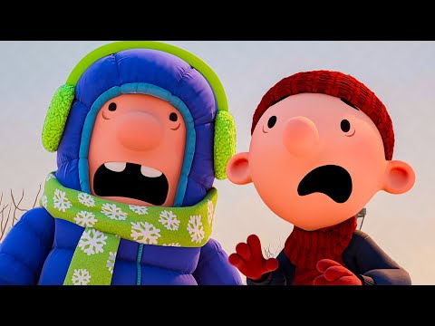 Heffley family in the trailer surrounded by holiday lights and comic mayhem