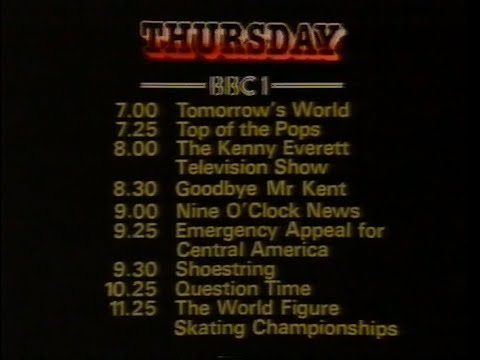 Thursday 11th March 1982 BBC1 - Nationwide - Top Of The Pops - World Figure Skating Championships