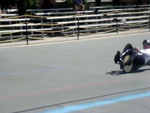 Sean Costin 200 meter sprint 41.1 mph on lowracer recumbent