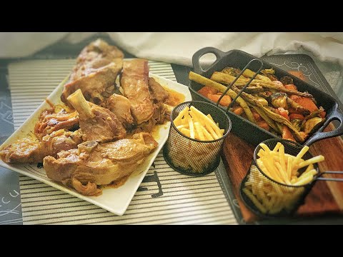 Moist Lamb Shoulder in Pressure Cooker with Roasted Vegetables