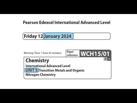 Unit 5 January 2024 - A2 Chemistry Edexcel -  Dr  Hanaa Assil