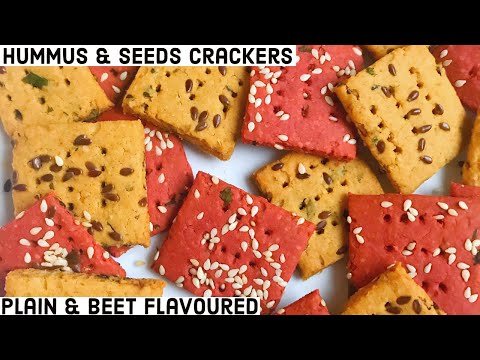 Healthy crackers recipe | Beet crackers with seeds | Healthy Oats Crackers | Hummus #crackers
