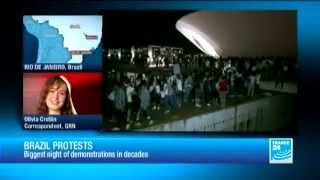 Brazil protests over World Cup costs & rise in the cost of public transport spread nationwide