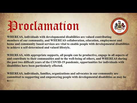 Proclamation on Developmental Disabilities Awareness Month