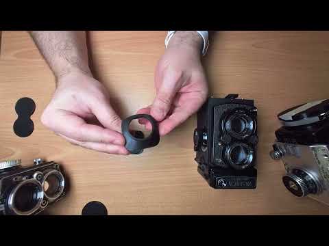 Lens hood+capprotection Bay TLR cameras Yashica Rolleiflex,  medium format camera- Film photography-