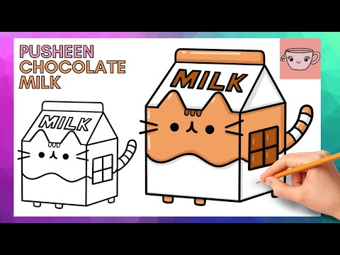How To Draw Pusheen Cat - Chocolate Milk Carton | Cute Easy Step By Step Drawing Tutorial