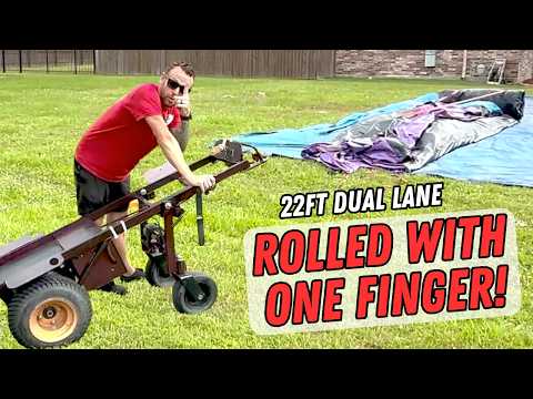 Easily Roll a HUGE Water Slide Using a Winch  - Bounce House Business Hack