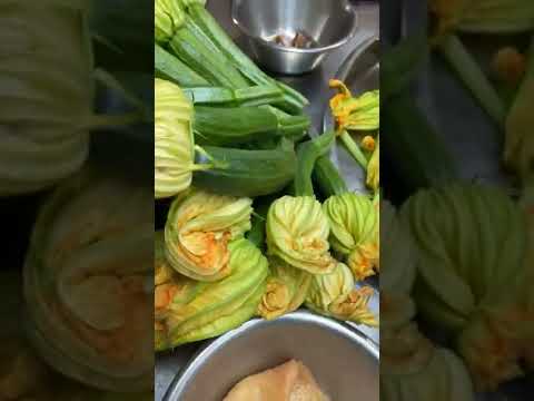 Risotto Zucchine e suoi fiori, Fiori di Zucchina fritti, Linguine scampi e zucchine, Crostata