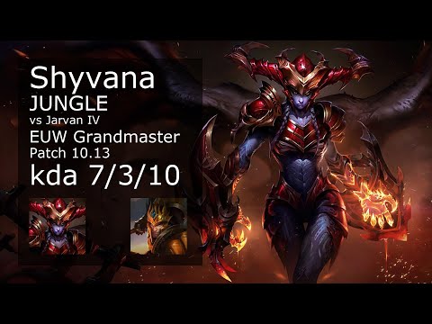 Shyvana vs Jarvan IV Jungle - EUW Grandmaster 7/3/10 Patch 10.13 Gameplay